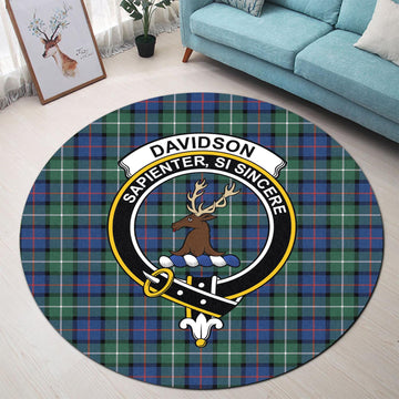 Davidson of Tulloch Tartan Round Rug with Family Crest