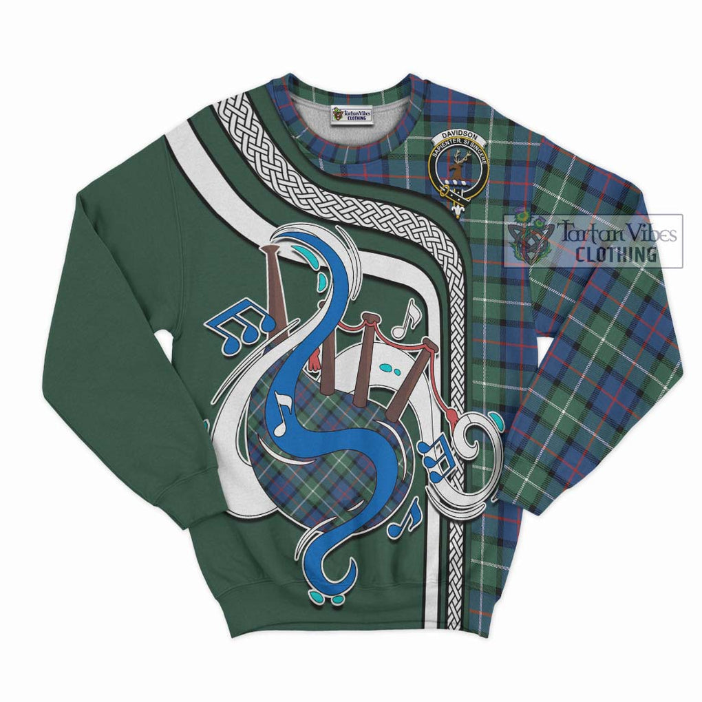 Davidson of Tulloch Tartan Sweatshirt with Epic Bagpipe Style - Tartanvibesclothing Shop