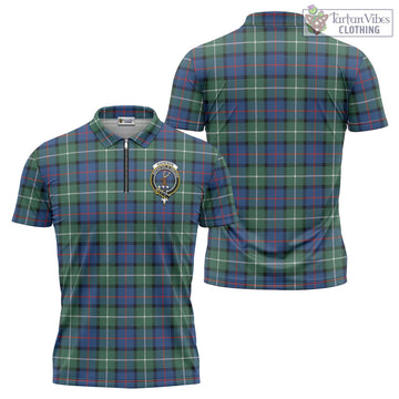 Davidson of Tulloch Tartan Zipper Polo Shirt with Family Crest