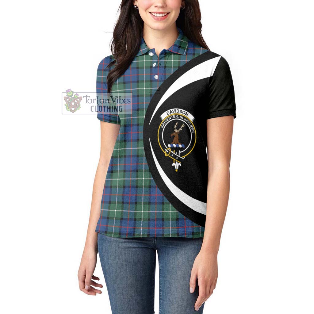 Davidson of Tulloch Tartan Women's Polo Shirt with Family Crest Circle Style - Tartan Vibes Clothing