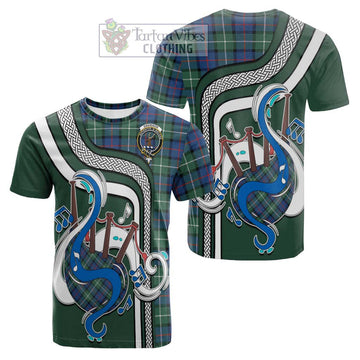 Davidson of Tulloch Tartan Cotton T-shirt with Epic Bagpipe Style