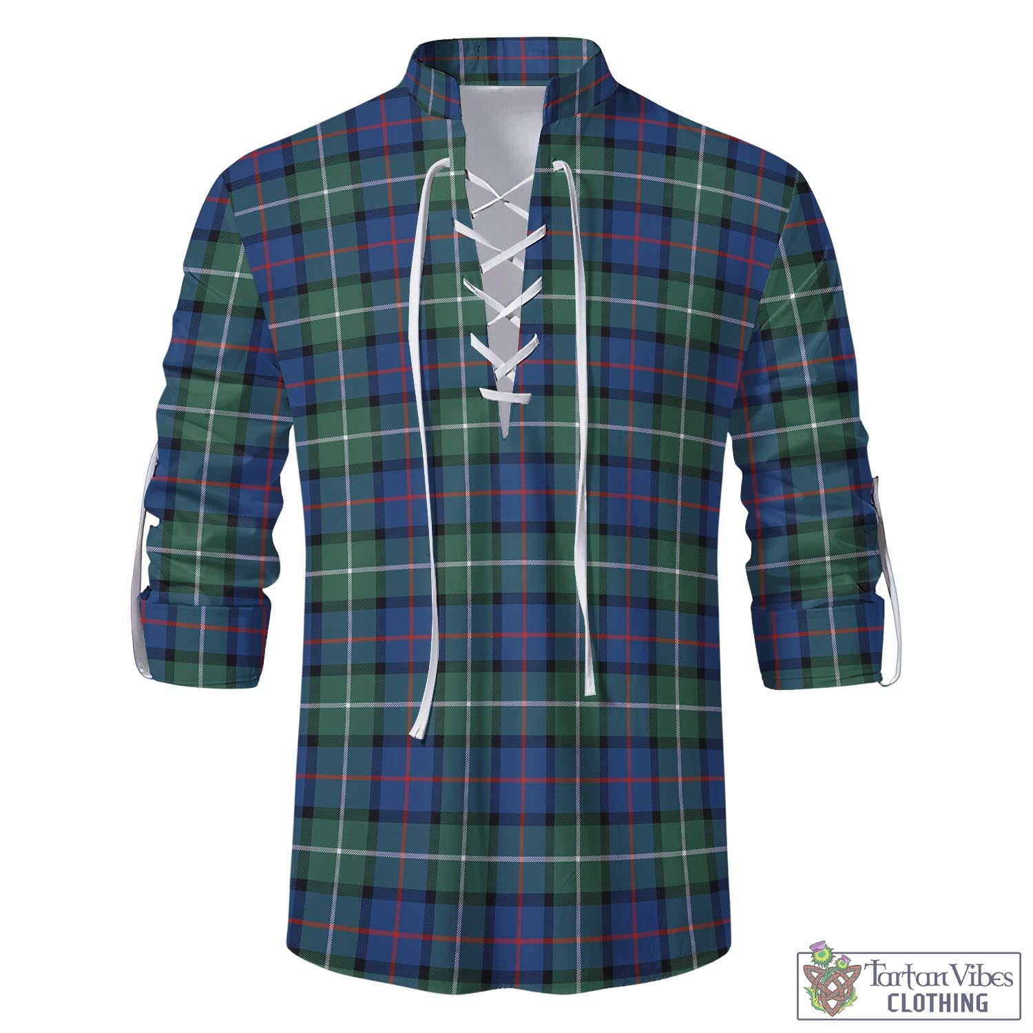 Tartan Vibes Clothing Davidson of Tulloch Tartan Men's Scottish Traditional Jacobite Ghillie Kilt Shirt