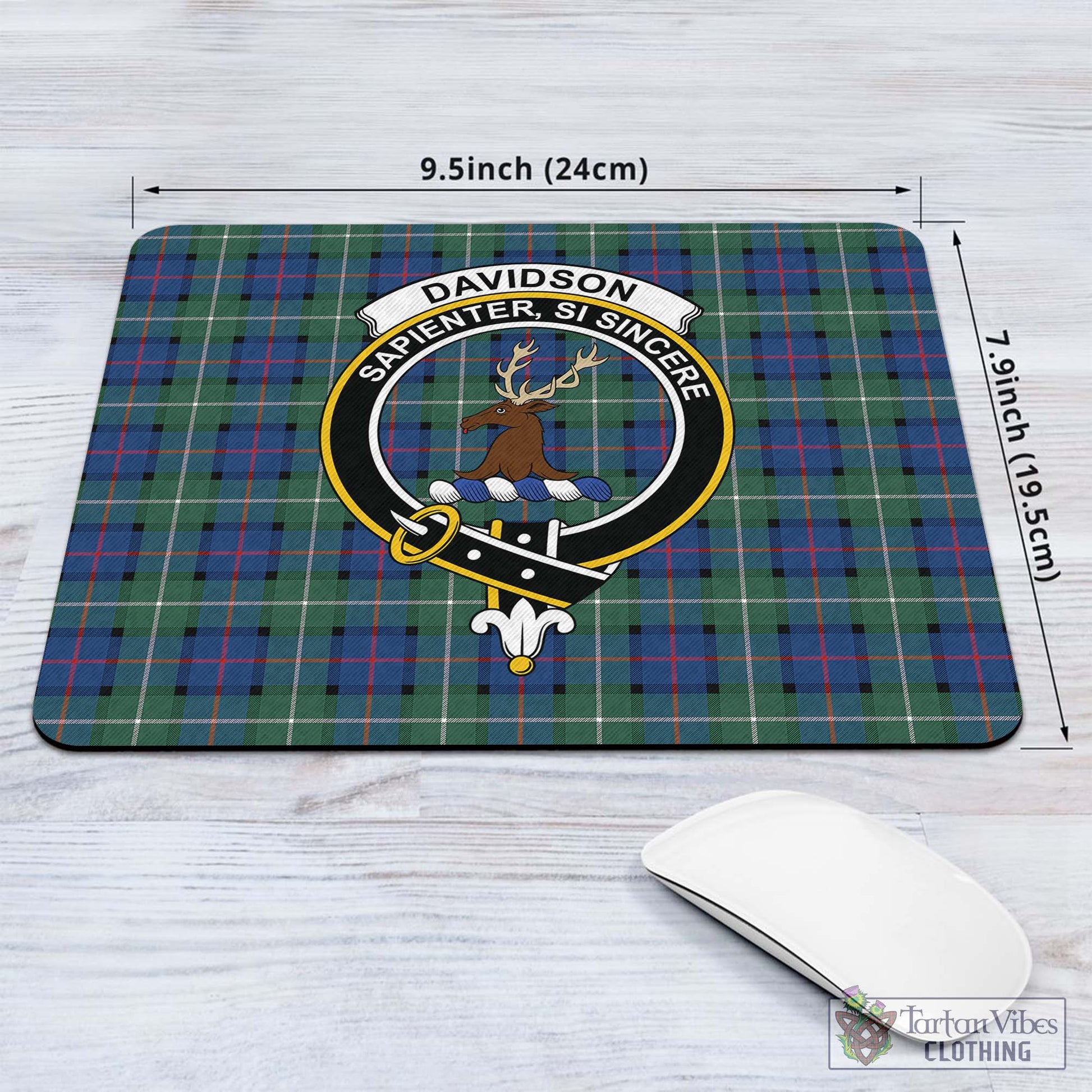 Tartan Vibes Clothing Davidson of Tulloch Tartan Mouse Pad with Family Crest