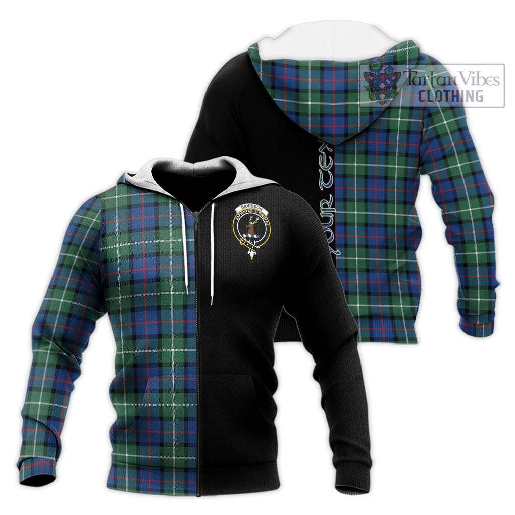 Davidson of Tulloch Tartan Knitted Hoodie with Family Crest and Half Of Me Style Unisex Knitted Zip Hoodie - Tartanvibesclothing Shop