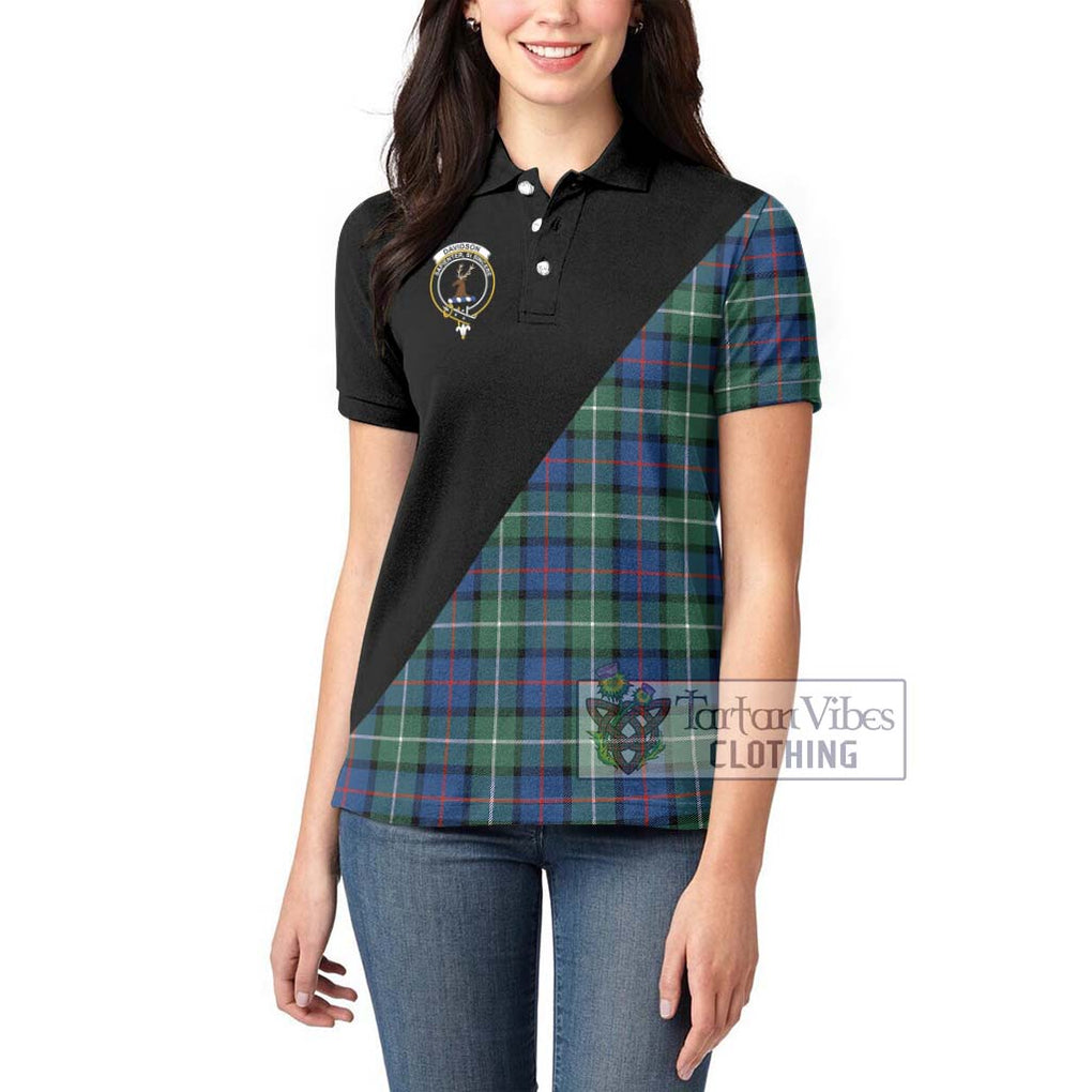 Davidson of Tulloch Tartan Women's Polo Shirt with Family Crest and Military Logo Style - Tartanvibesclothing Shop