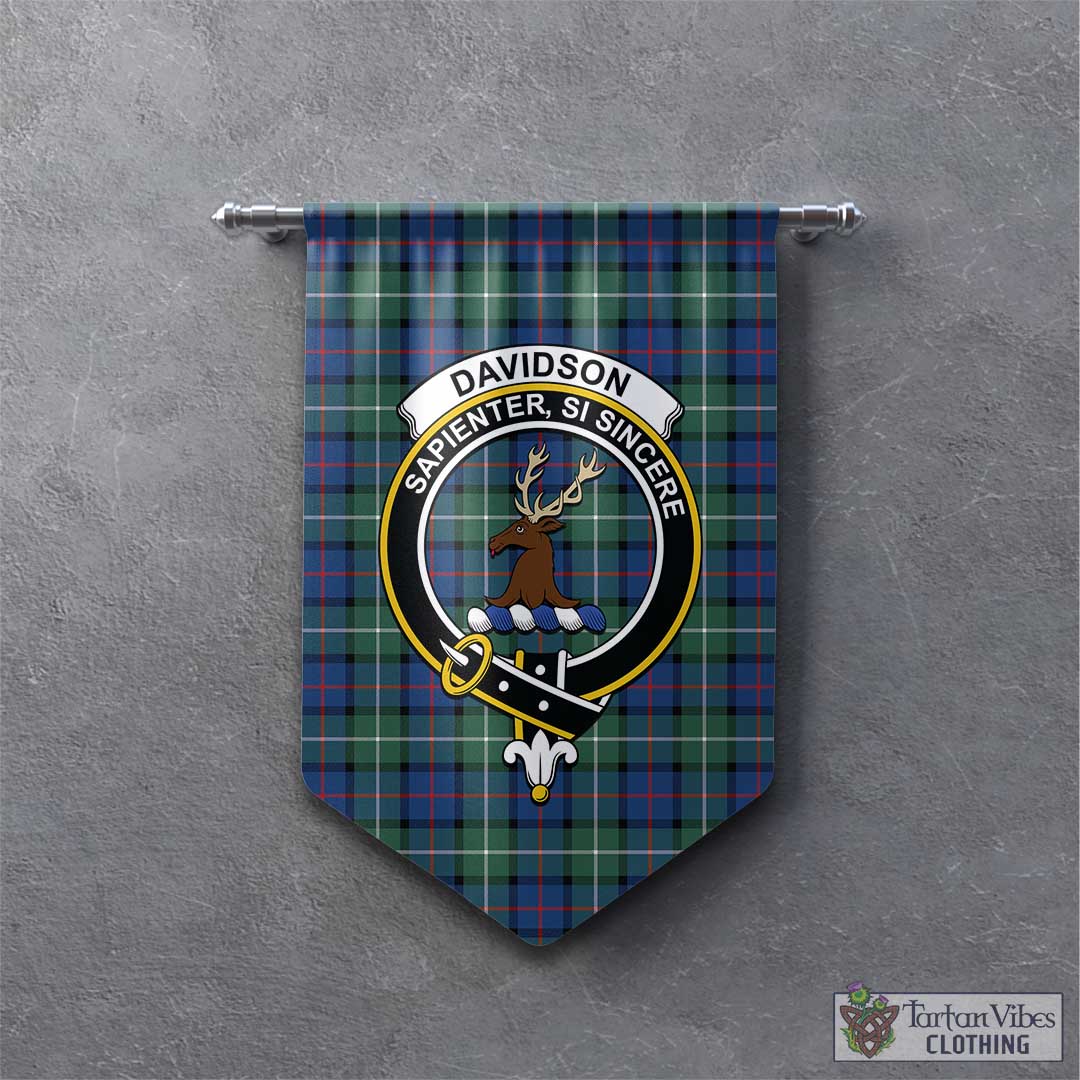 Tartan Vibes Clothing Davidson of Tulloch Tartan Gonfalon, Tartan Banner with Family Crest