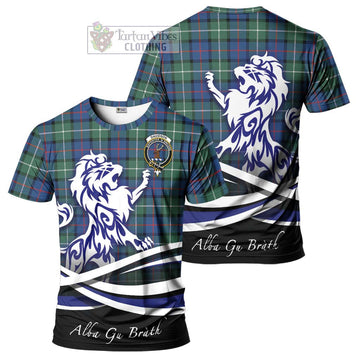 Davidson of Tulloch Tartan Cotton T-shirt with Alba Gu Brath Regal Lion Emblem