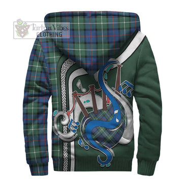 Davidson of Tulloch Tartan Sherpa Hoodie with Epic Bagpipe Style