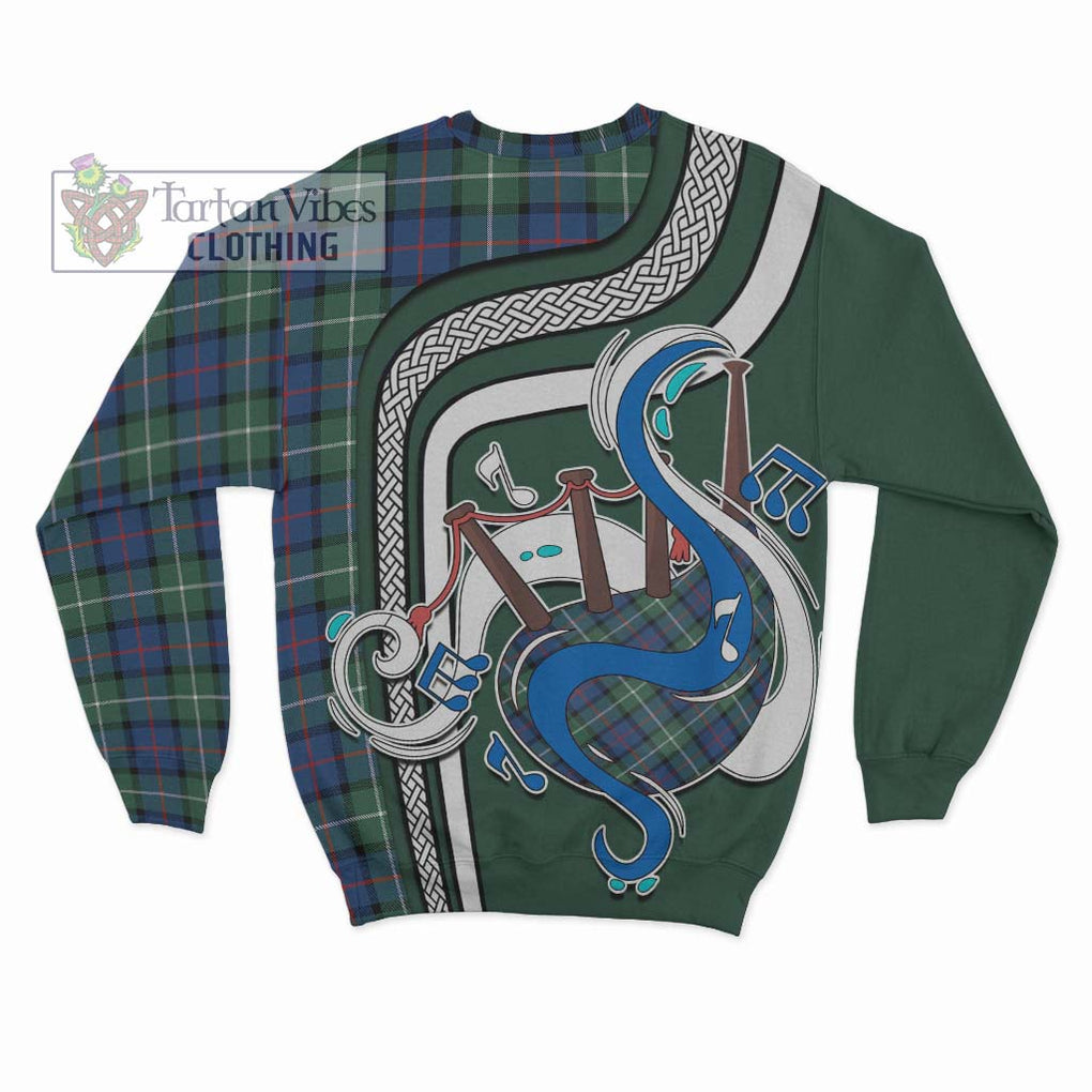 Davidson of Tulloch Tartan Sweatshirt with Epic Bagpipe Style - Tartanvibesclothing Shop