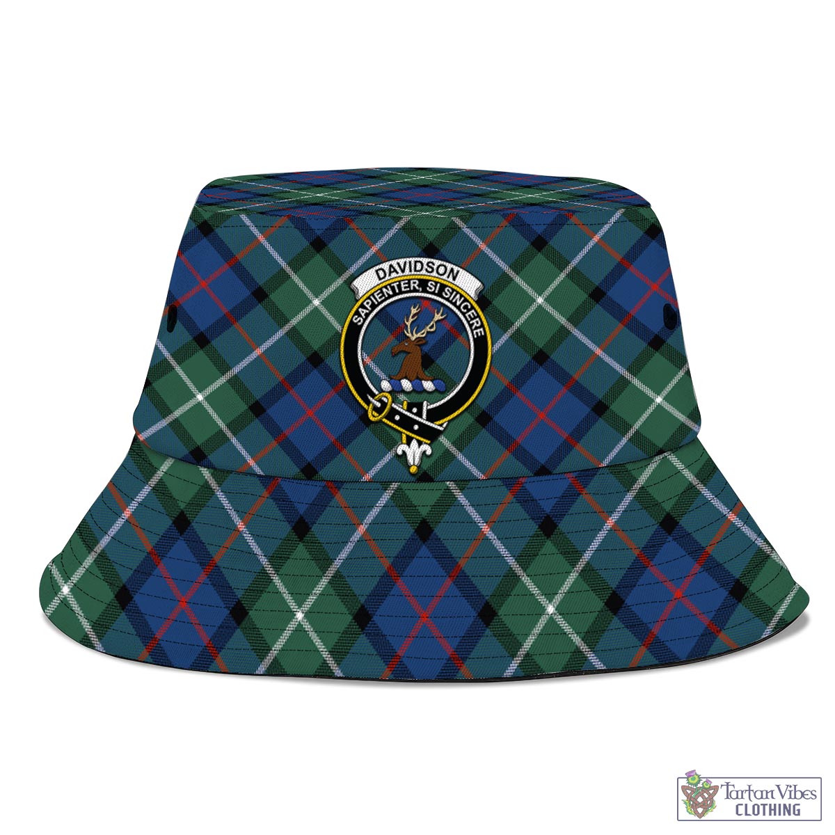 Tartan Vibes Clothing Davidson of Tulloch Tartan Bucket Hat with Family Crest