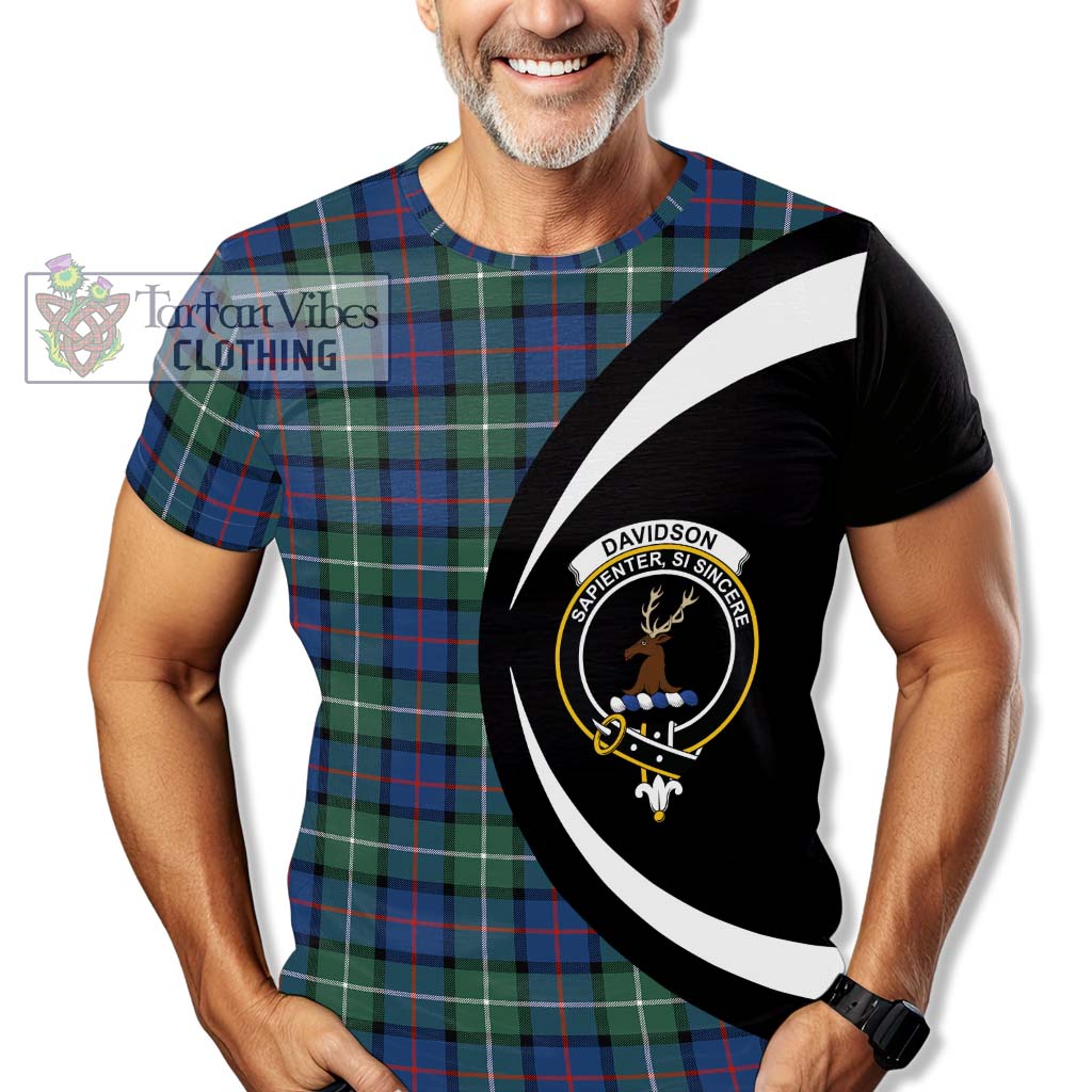 Tartan Vibes Clothing Davidson of Tulloch Tartan T-Shirt with Family Crest Circle Style