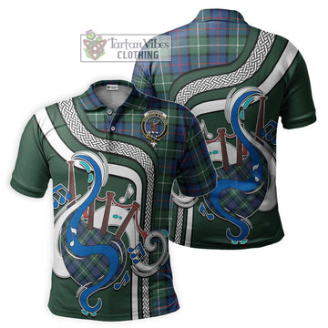 Davidson of Tulloch Tartan Polo Shirt with Epic Bagpipe Style