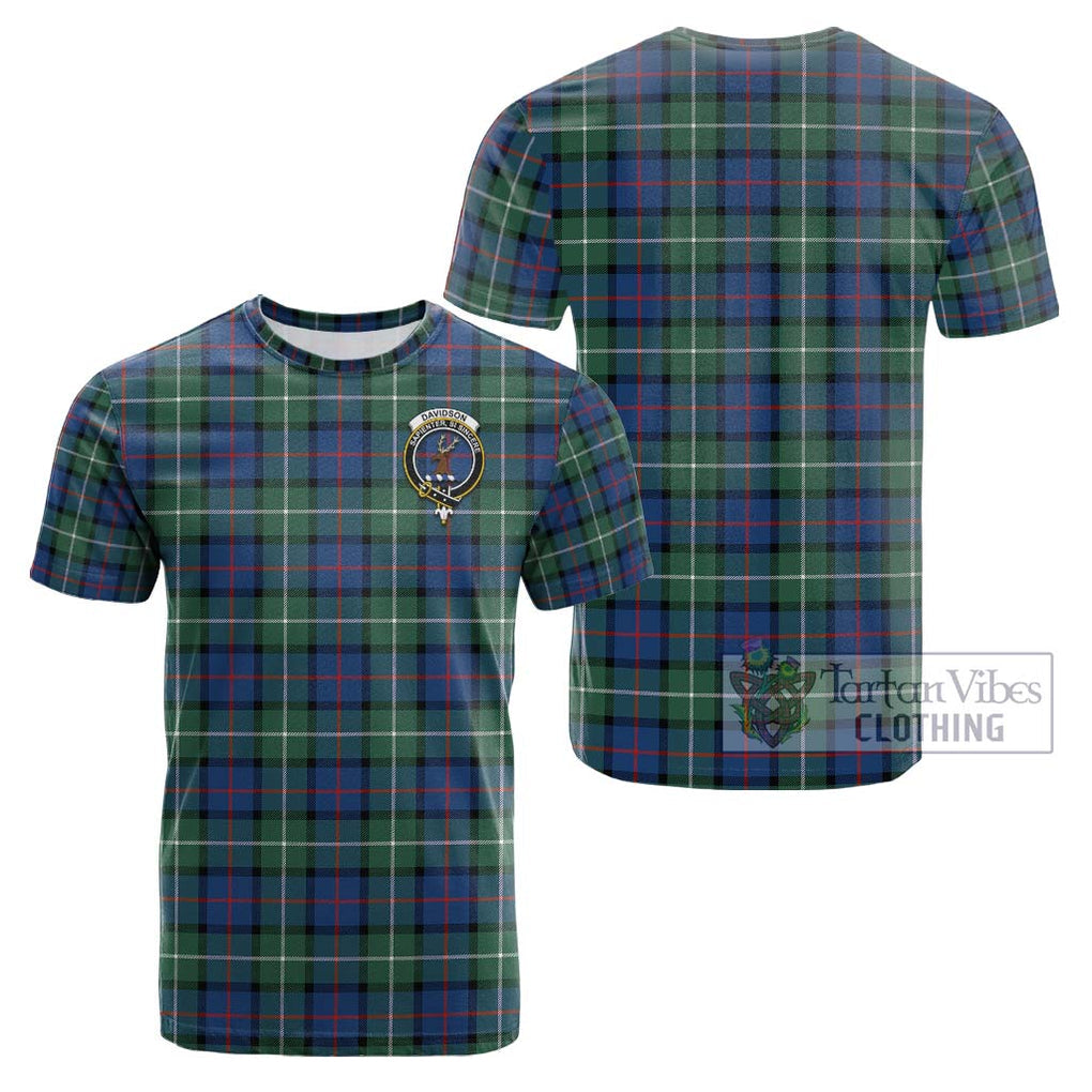 Davidson of Tulloch Tartan Cotton T-Shirt with Family Crest Kid's Shirt - Tartanvibesclothing Shop