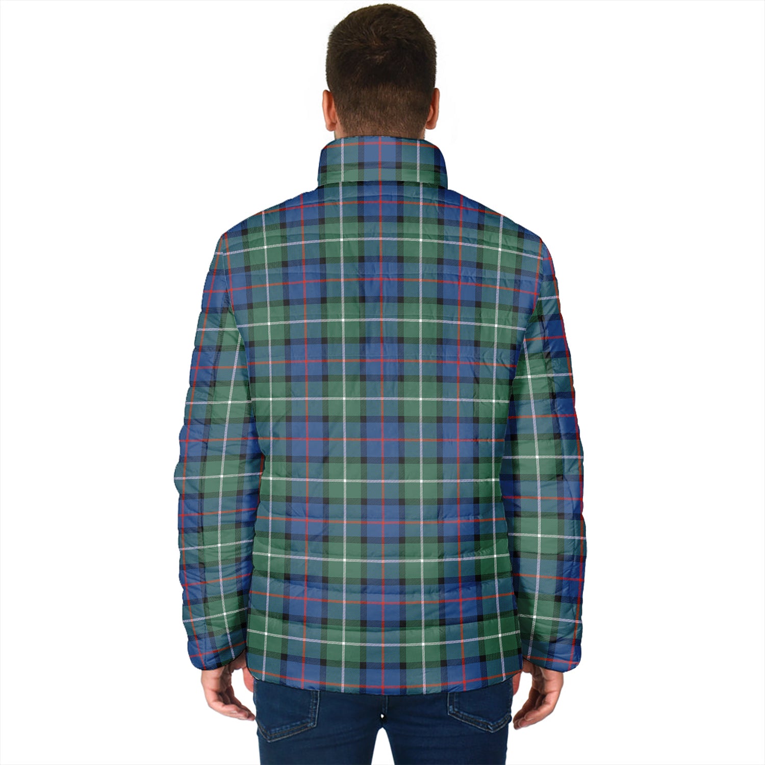 Davidson of Tulloch Tartan Padded Jacket with Family Crest - Tartan Vibes Clothing