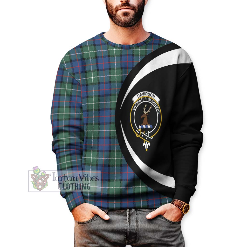 Davidson of Tulloch Tartan Sweatshirt with Family Crest Circle Style - Tartan Vibes Clothing