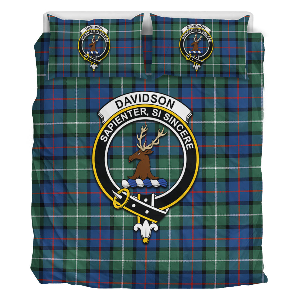 Davidson of Tulloch Tartan Bedding Set with Family Crest - Tartan Vibes Clothing