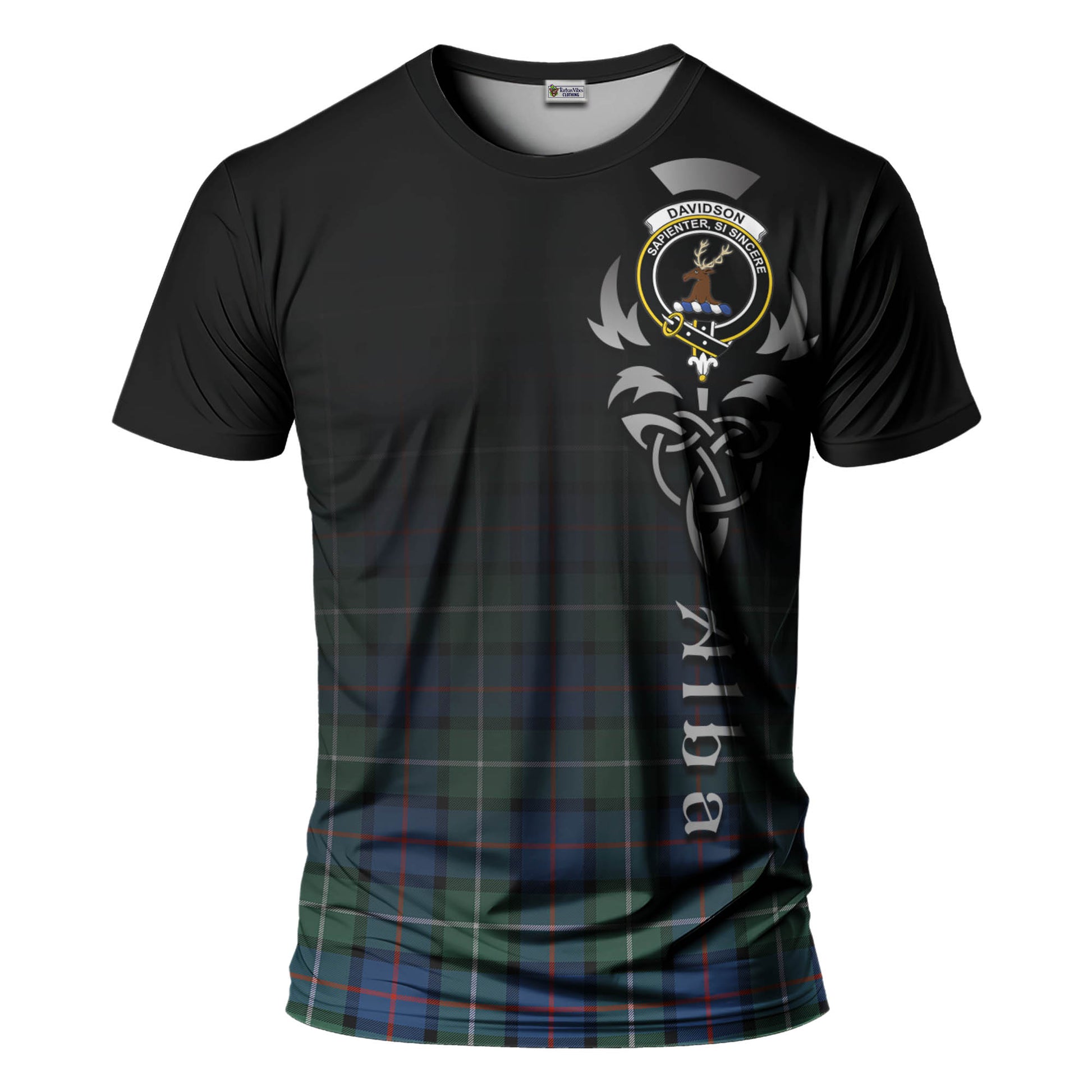 Tartan Vibes Clothing Davidson of Tulloch Tartan T-Shirt Featuring Alba Gu Brath Family Crest Celtic Inspired