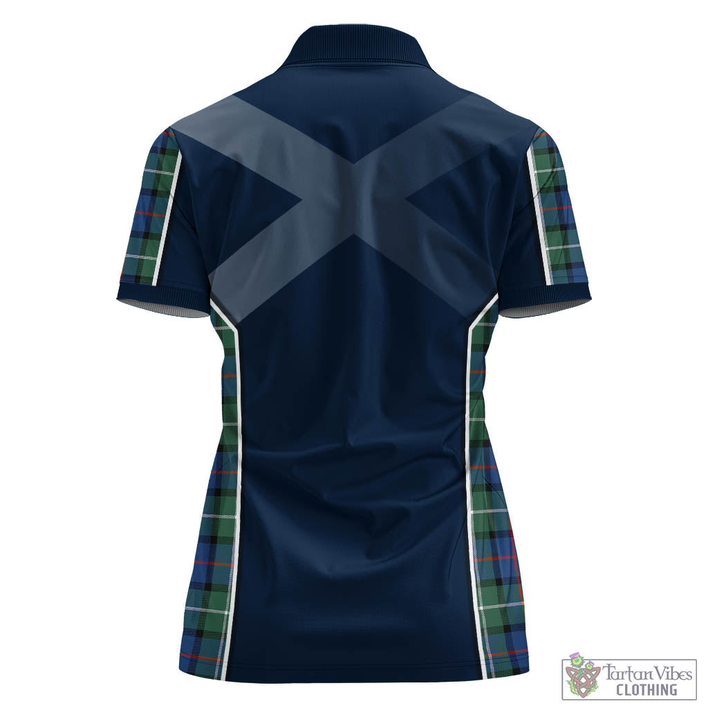 Tartan Vibes Clothing Davidson of Tulloch Tartan Women's Polo Shirt with Family Crest and Scottish Thistle Vibes Sport Style