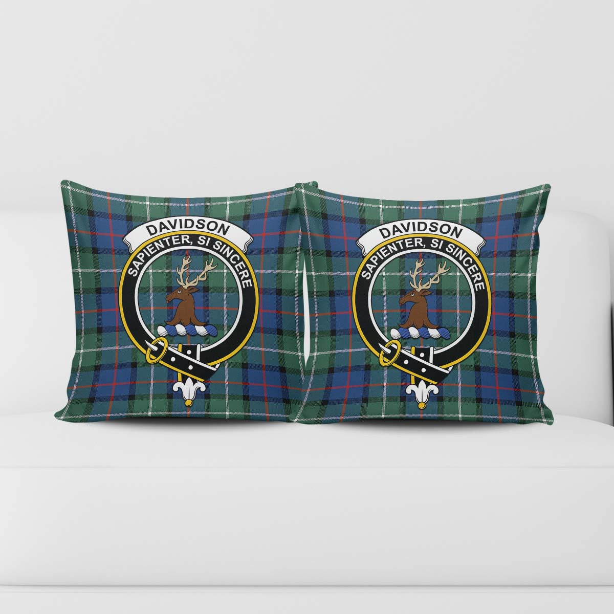 Davidson of Tulloch Tartan Pillow Cover with Family Crest - Tartanvibesclothing