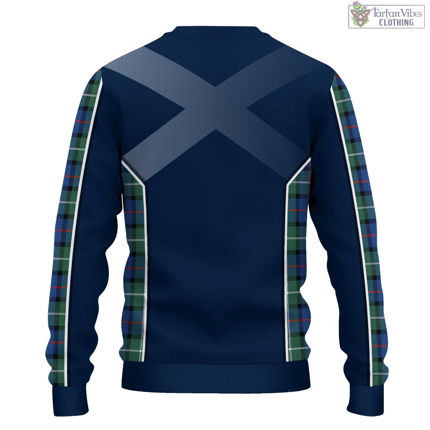 Tartan Vibes Clothing Davidson of Tulloch Tartan Knitted Sweatshirt with Family Crest and Scottish Thistle Vibes Sport Style