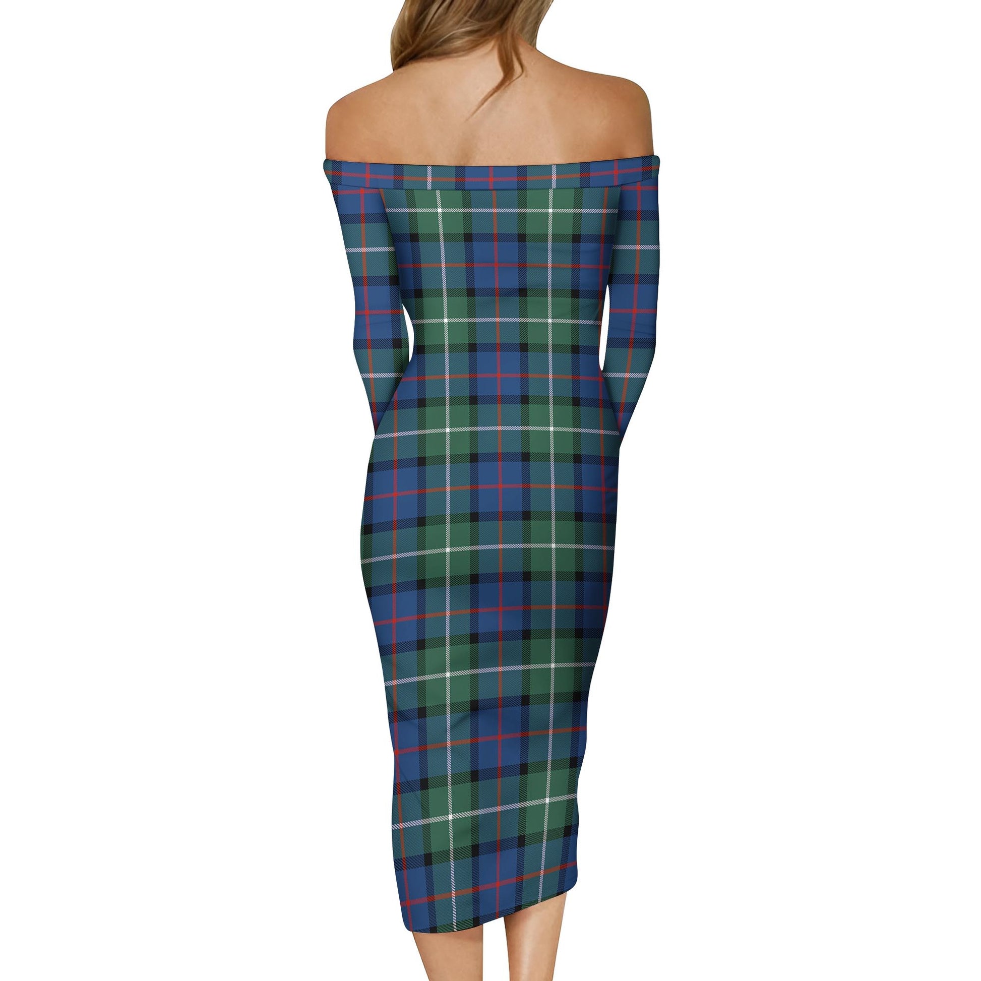 Davidson of Tulloch Tartan Off Shoulder Lady Dress - Tartanvibesclothing