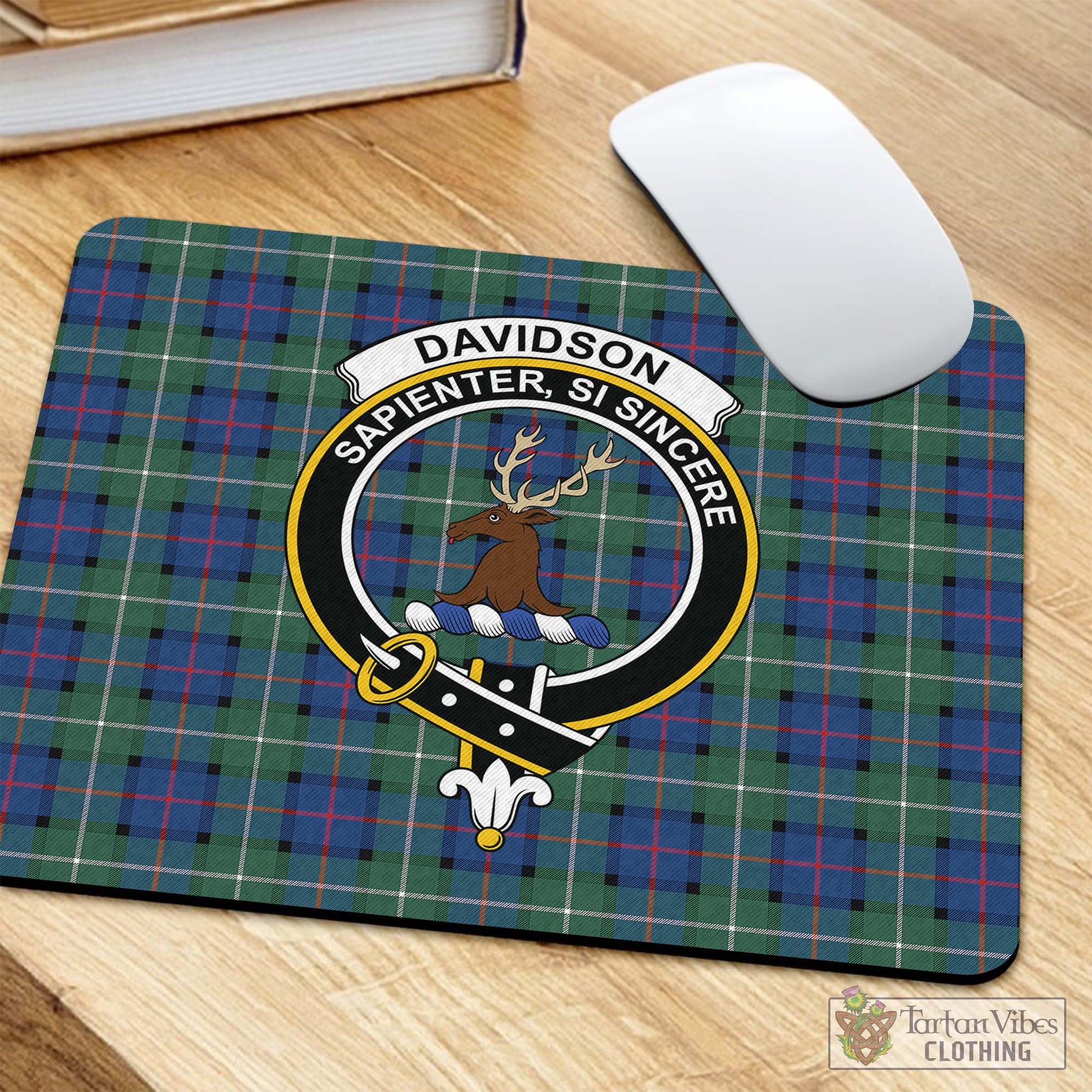 Tartan Vibes Clothing Davidson of Tulloch Tartan Mouse Pad with Family Crest