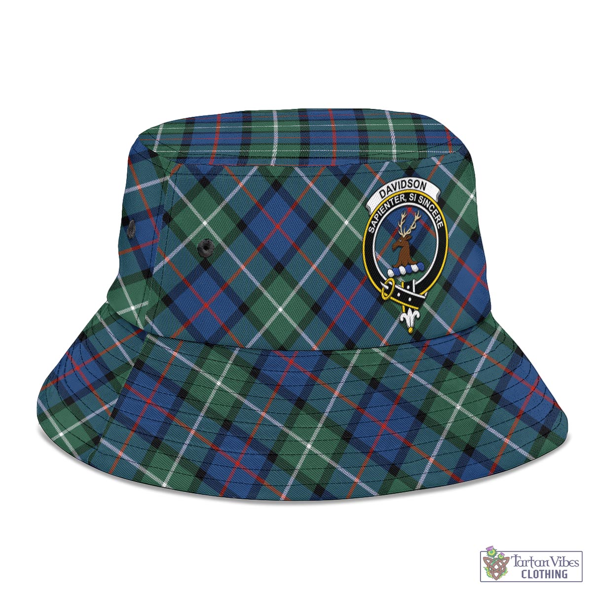 Tartan Vibes Clothing Davidson of Tulloch Tartan Bucket Hat with Family Crest