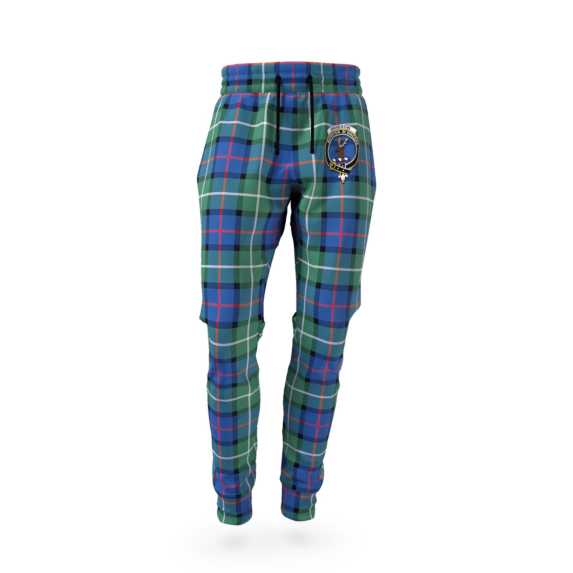 Davidson of Tulloch Tartan Joggers Pants with Family Crest - Tartan Vibes Clothing