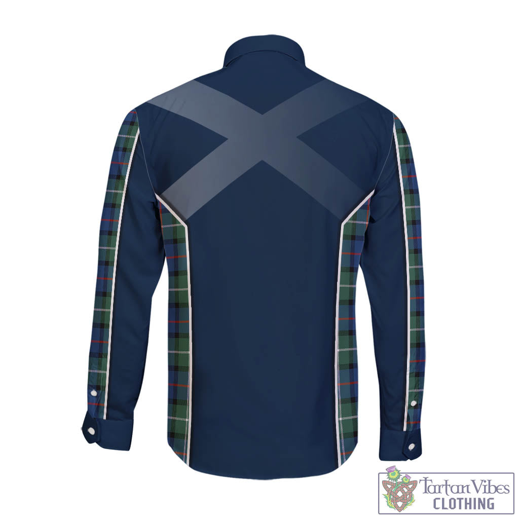 Tartan Vibes Clothing Davidson of Tulloch Tartan Long Sleeve Button Up Shirt with Family Crest and Scottish Thistle Vibes Sport Style