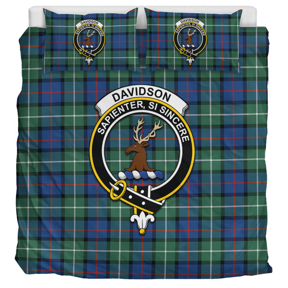 Davidson of Tulloch Tartan Bedding Set with Family Crest UK Bedding Set UK Super King 104*94 inch - Tartan Vibes Clothing