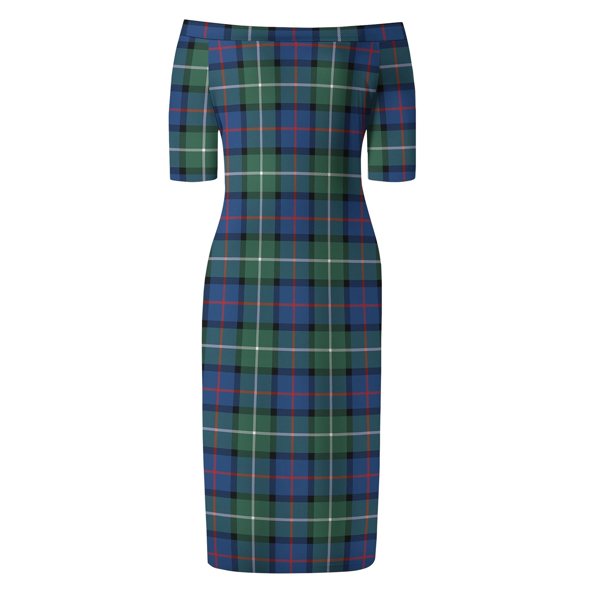 Davidson of Tulloch Tartan Off Shoulder Lady Dress - Tartanvibesclothing