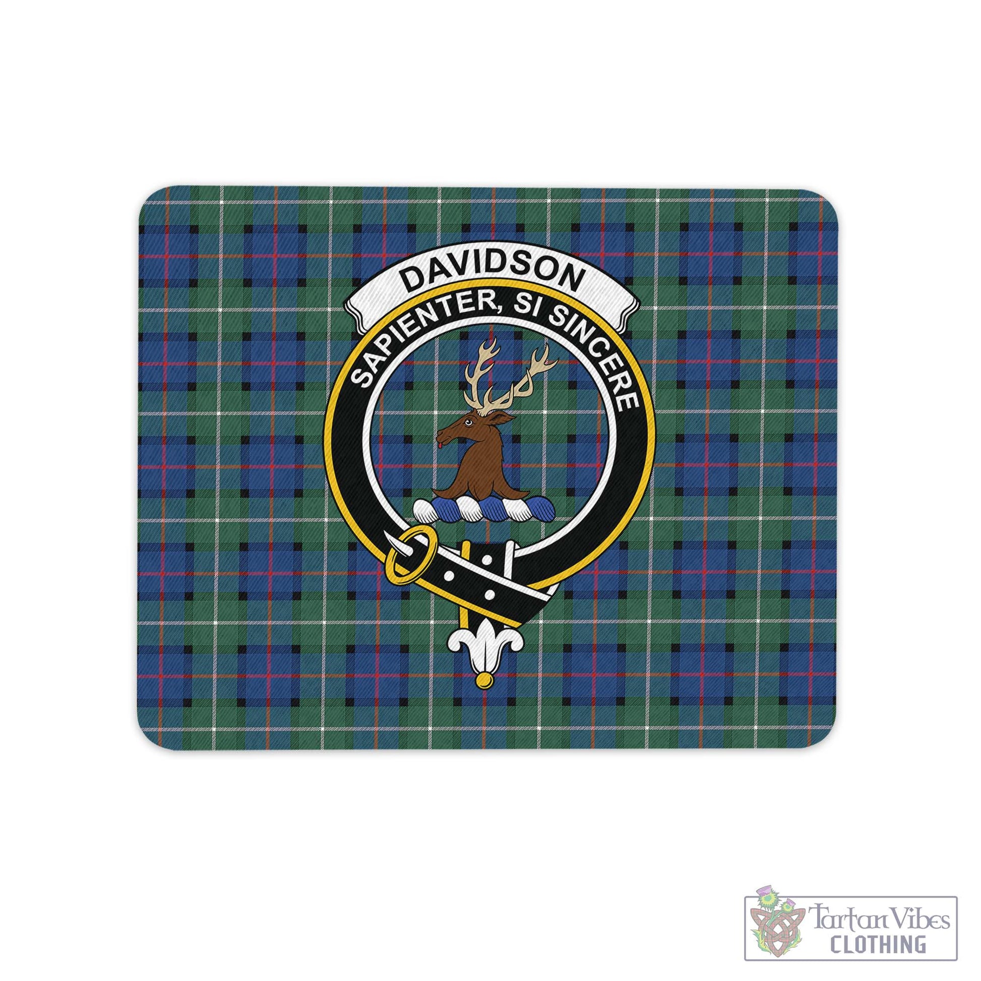 Tartan Vibes Clothing Davidson of Tulloch Tartan Mouse Pad with Family Crest