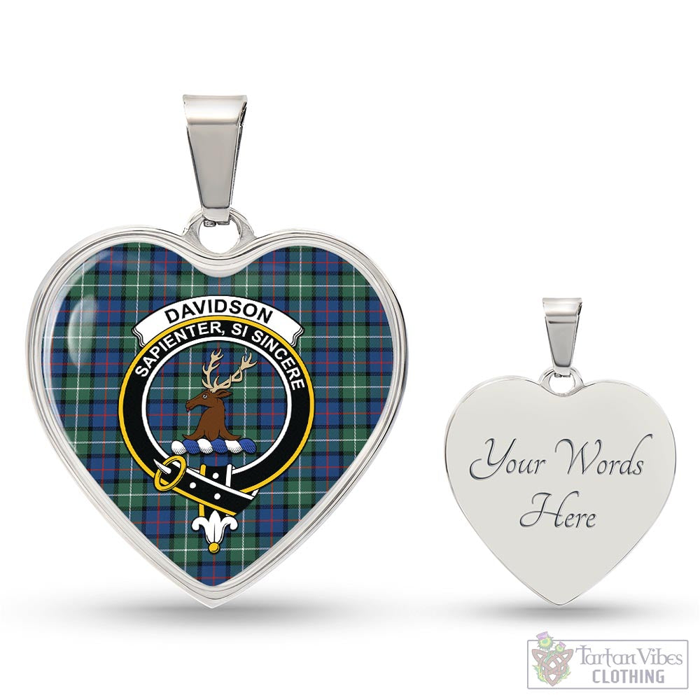 Tartan Vibes Clothing Davidson of Tulloch Tartan Heart Necklace with Family Crest