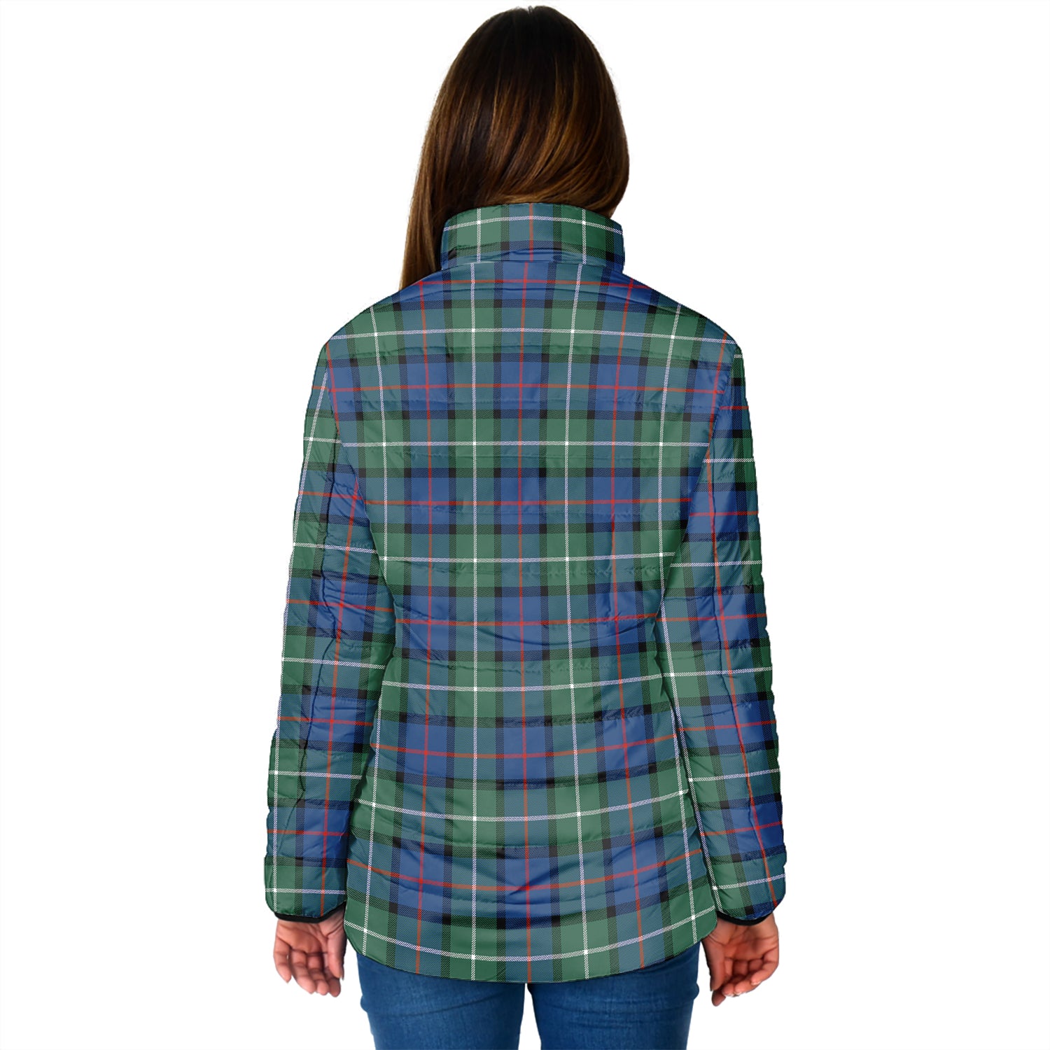 Davidson of Tulloch Tartan Padded Jacket with Family Crest - Tartan Vibes Clothing