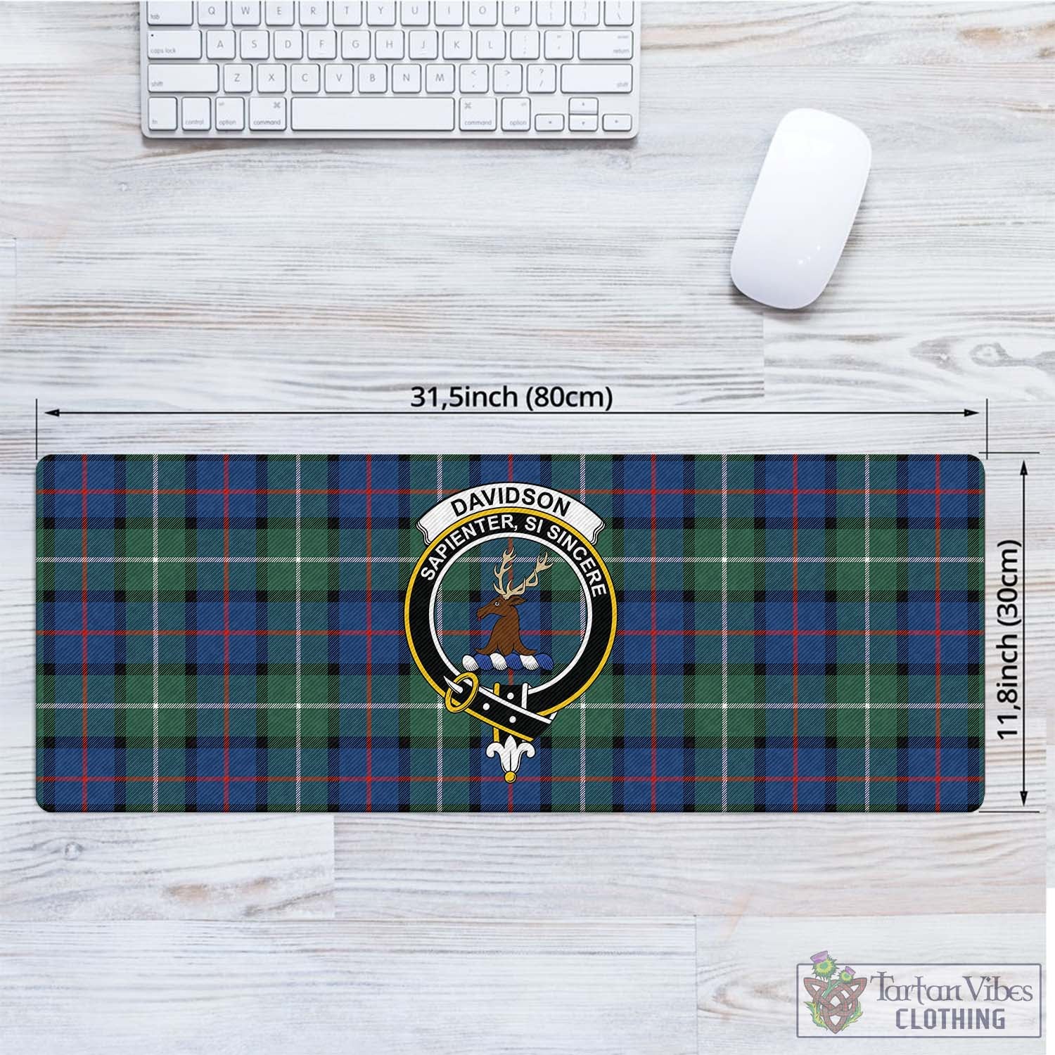 Tartan Vibes Clothing Davidson of Tulloch Tartan Mouse Pad with Family Crest