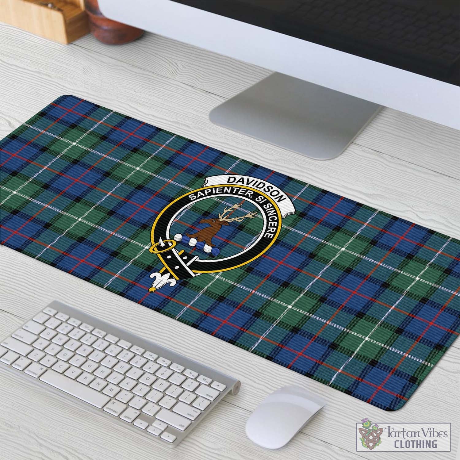 Tartan Vibes Clothing Davidson of Tulloch Tartan Mouse Pad with Family Crest