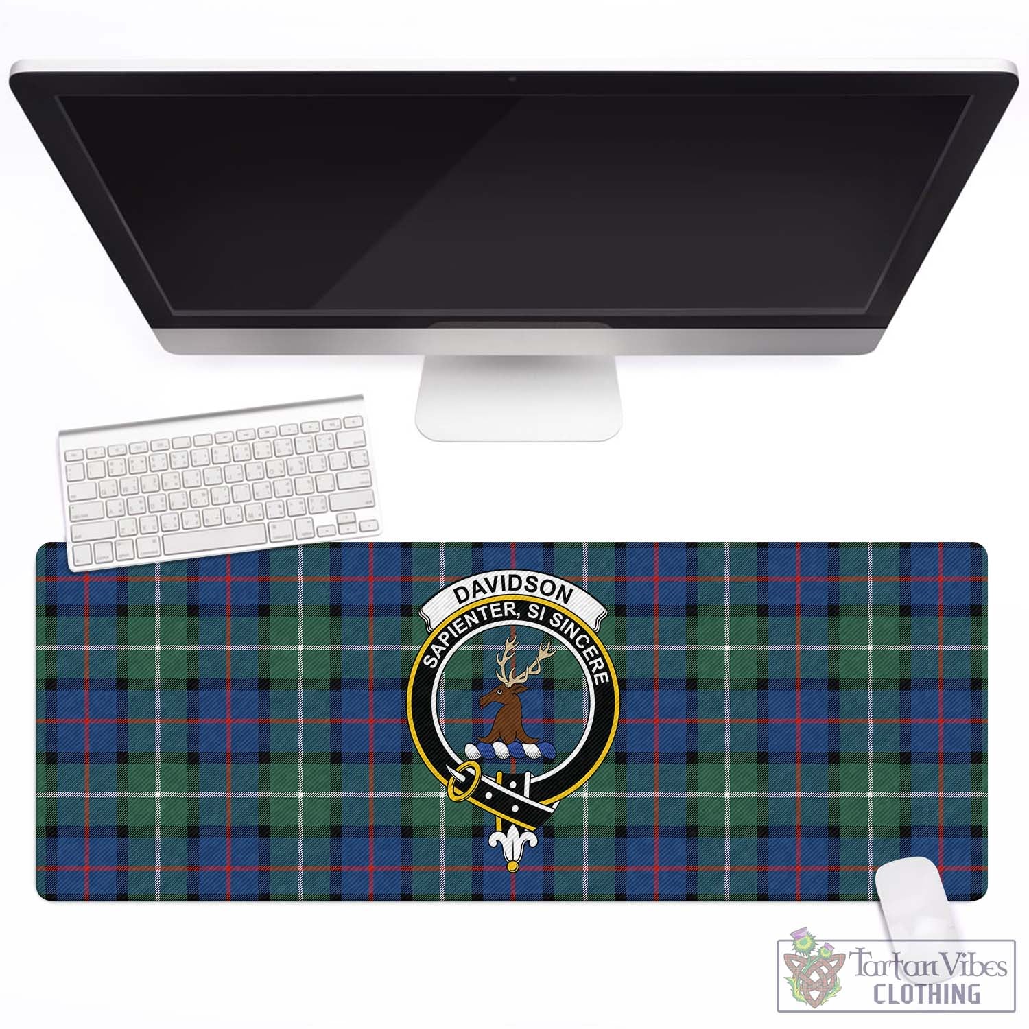 Tartan Vibes Clothing Davidson of Tulloch Tartan Mouse Pad with Family Crest