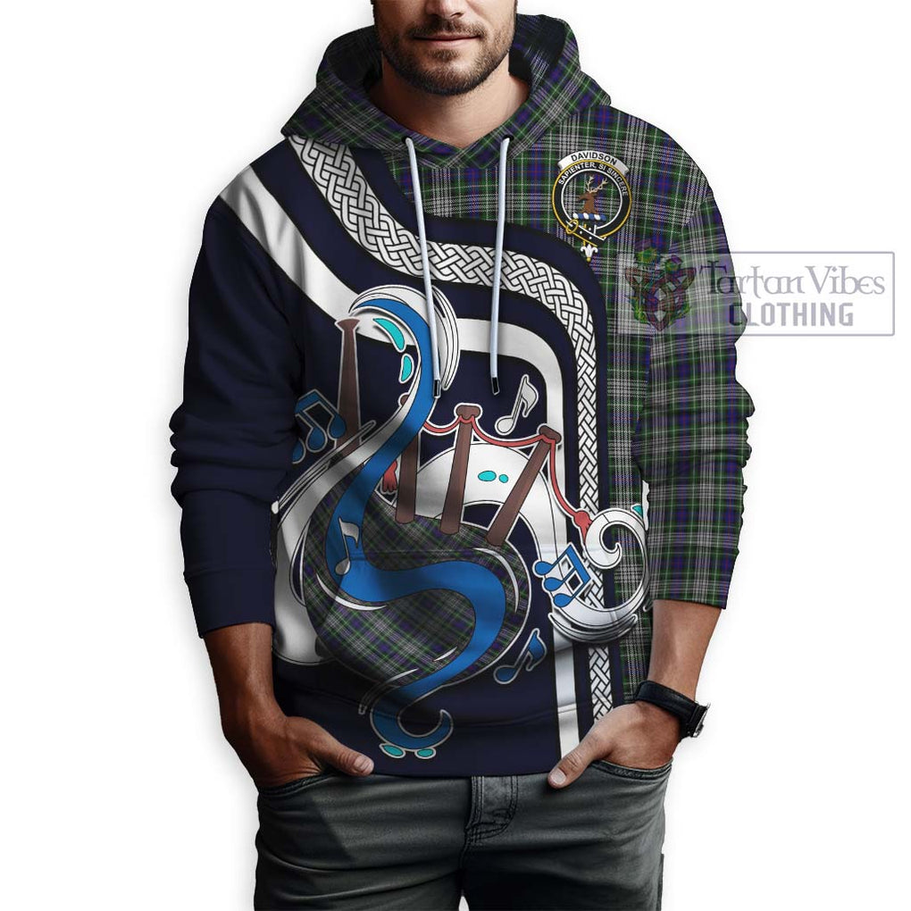 Davidson of Tulloch Dress Tartan Hoodie with Epic Bagpipe Style Zip Hoodie - Tartanvibesclothing Shop