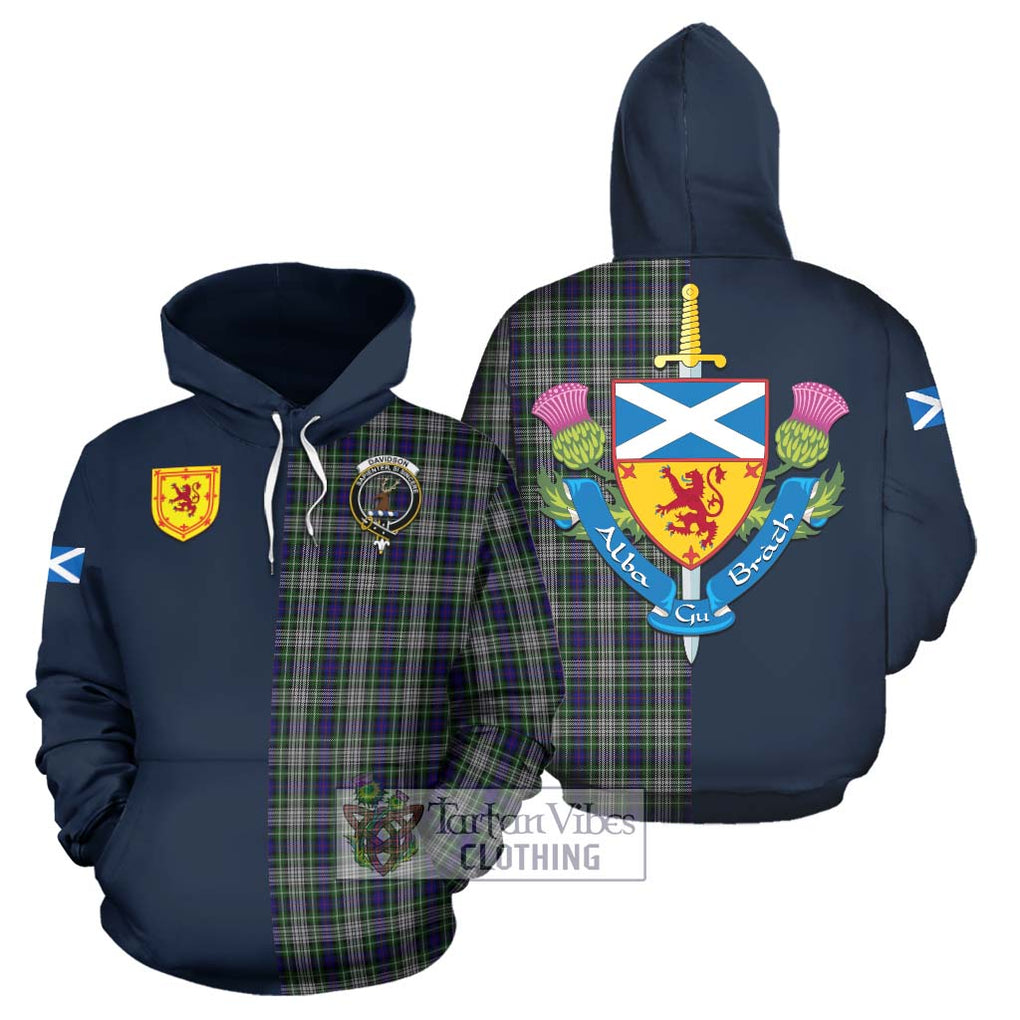 Tartan Vibes Clothing Davidson of Tulloch Dress Tartan Hoodie with Scottish Lion Royal Arm Half Style