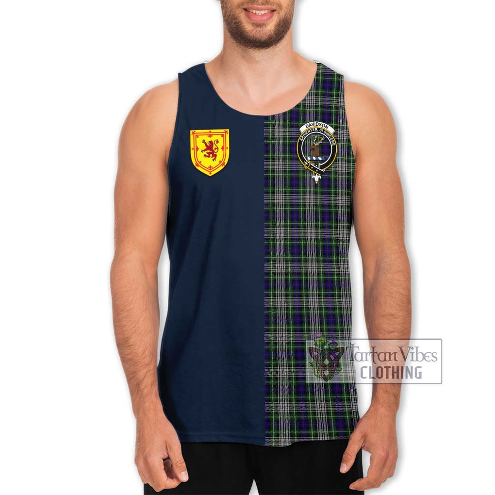 Tartan Vibes Clothing Davidson of Tulloch Dress Tartan Men's Tank Top with Scottish Lion Royal Arm Half Style