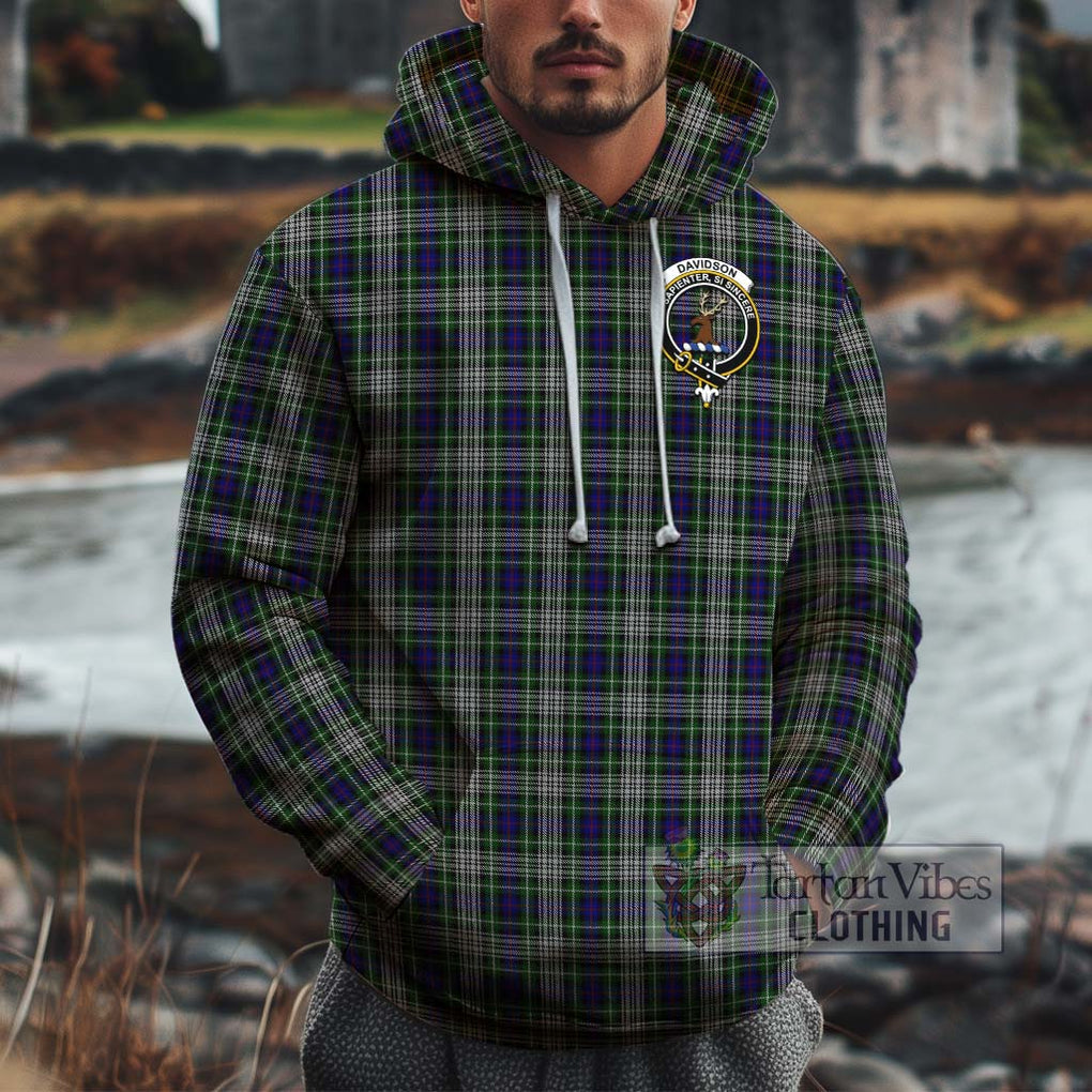 Davidson of Tulloch Dress Tartan Cotton Hoodie with Family Crest Pullover Hoodie XS - Tartan Vibes Clothing