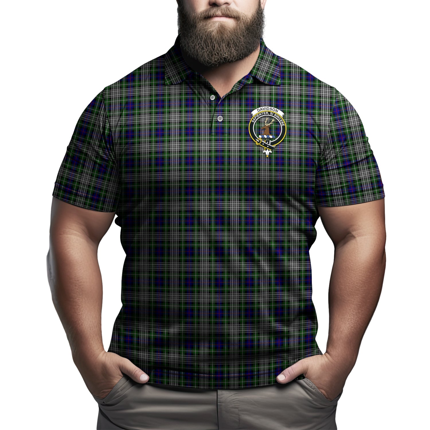 Davidson of Tulloch Dress Tartan Men's Polo Shirt with Family Crest Kid - Tartan Vibes Clothing