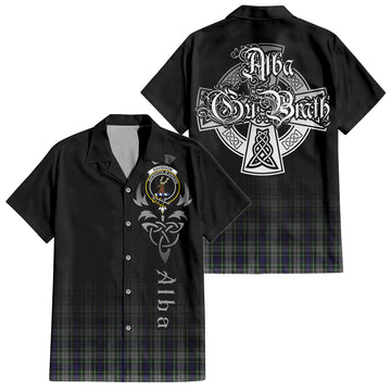 Davidson of Tulloch Dress Tartan Short Sleeve Button Up Shirt Featuring Alba Gu Brath Family Crest Celtic Inspired