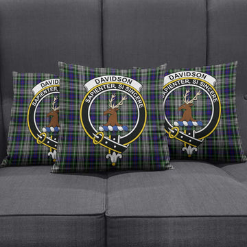 Davidson of Tulloch Dress Tartan Pillow Cover with Family Crest