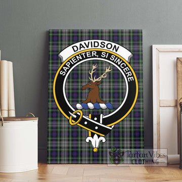 Davidson of Tulloch Dress Tartan Canvas Print Wall Art with Family Crest