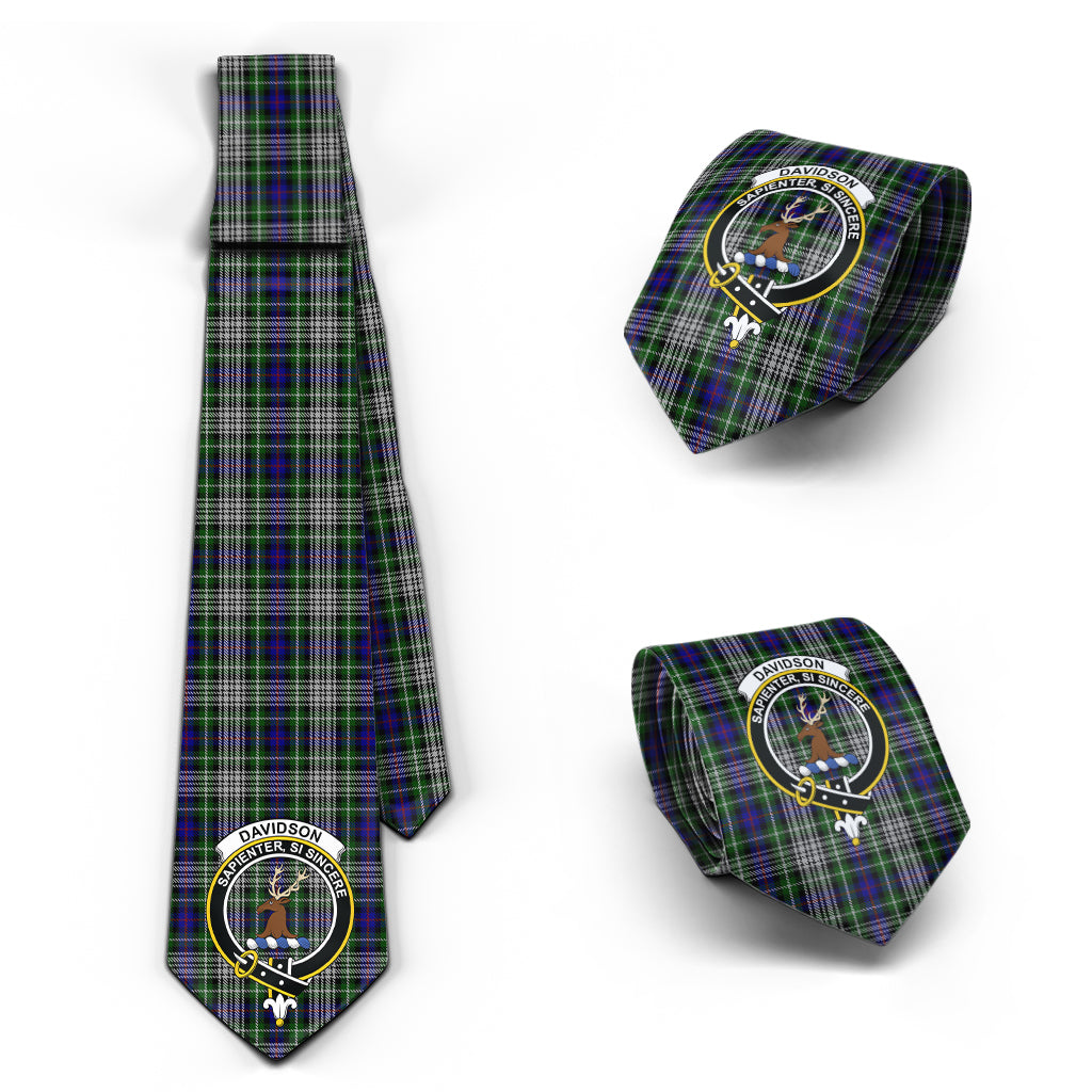 Davidson of Tulloch Dress Tartan Classic Necktie with Family Crest Necktie One Size - Tartan Vibes Clothing