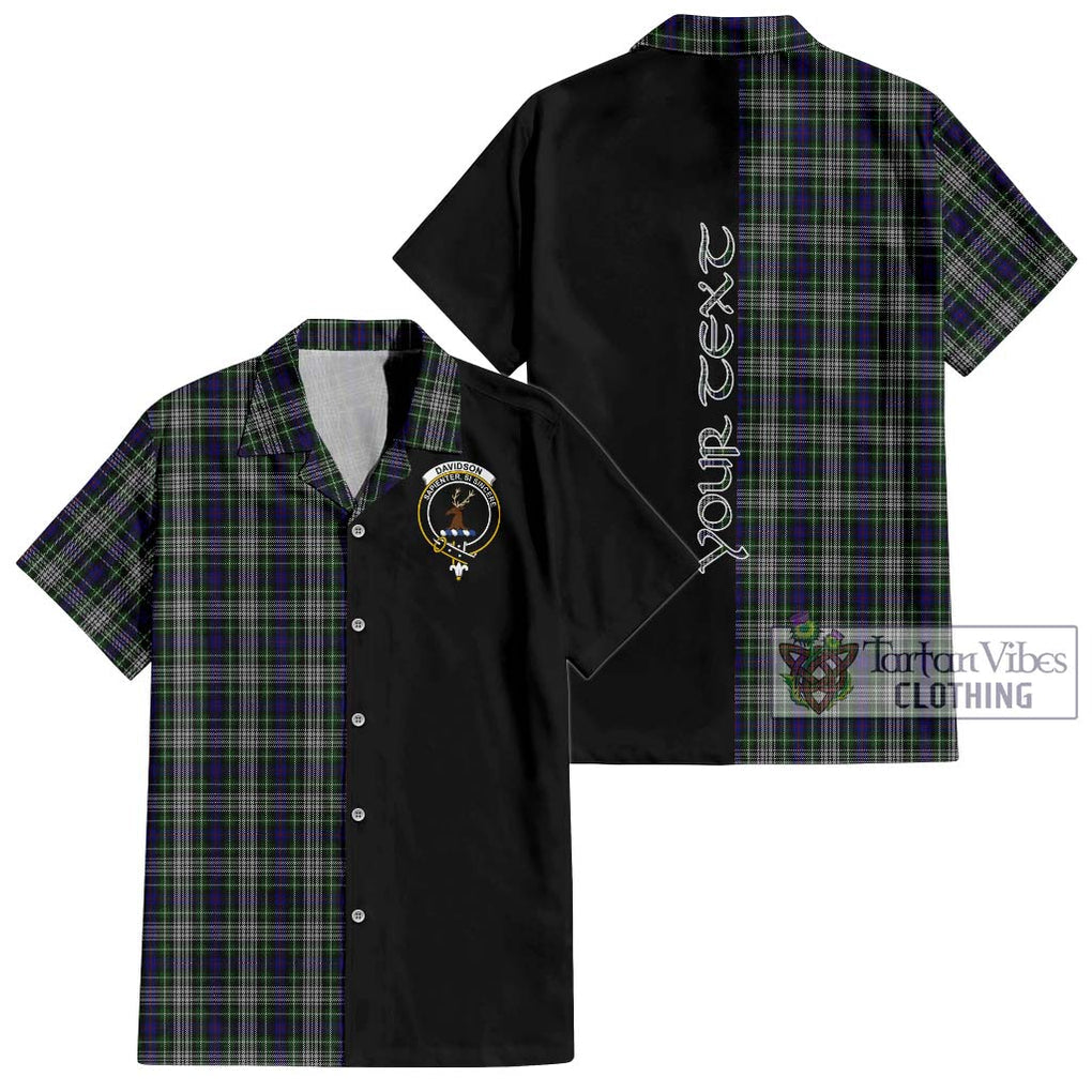 Davidson of Tulloch Dress Tartan Short Sleeve Button Shirt with Family Crest and Half Of Me Style Kid - Tartanvibesclothing Shop