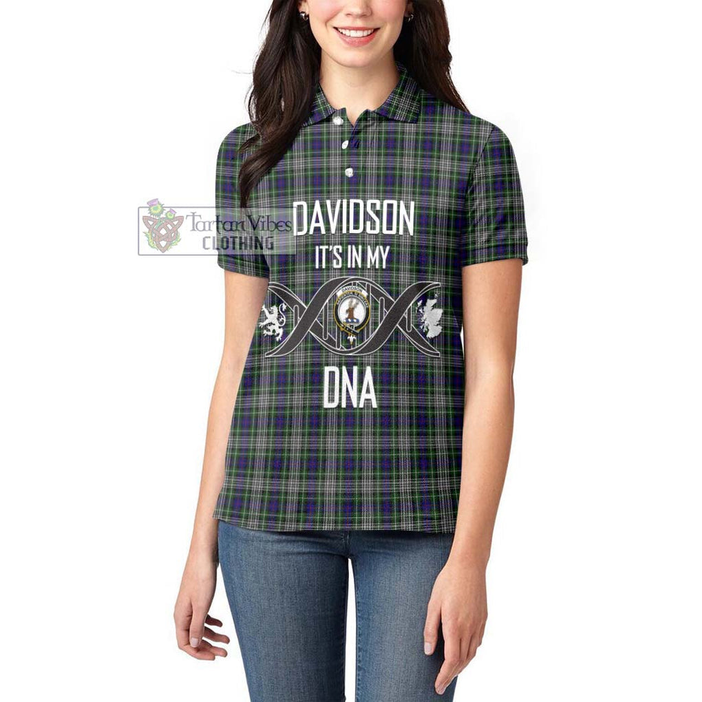 Davidson of Tulloch Dress Tartan Women's Polo Shirt with Family Crest DNA In Me Style Women - Tartanvibesclothing Shop