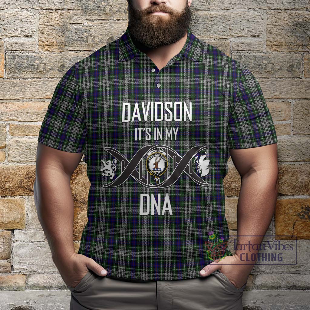 Davidson of Tulloch Dress Tartan Polo Shirt with Family Crest DNA In Me Style Kid - Tartanvibesclothing Shop