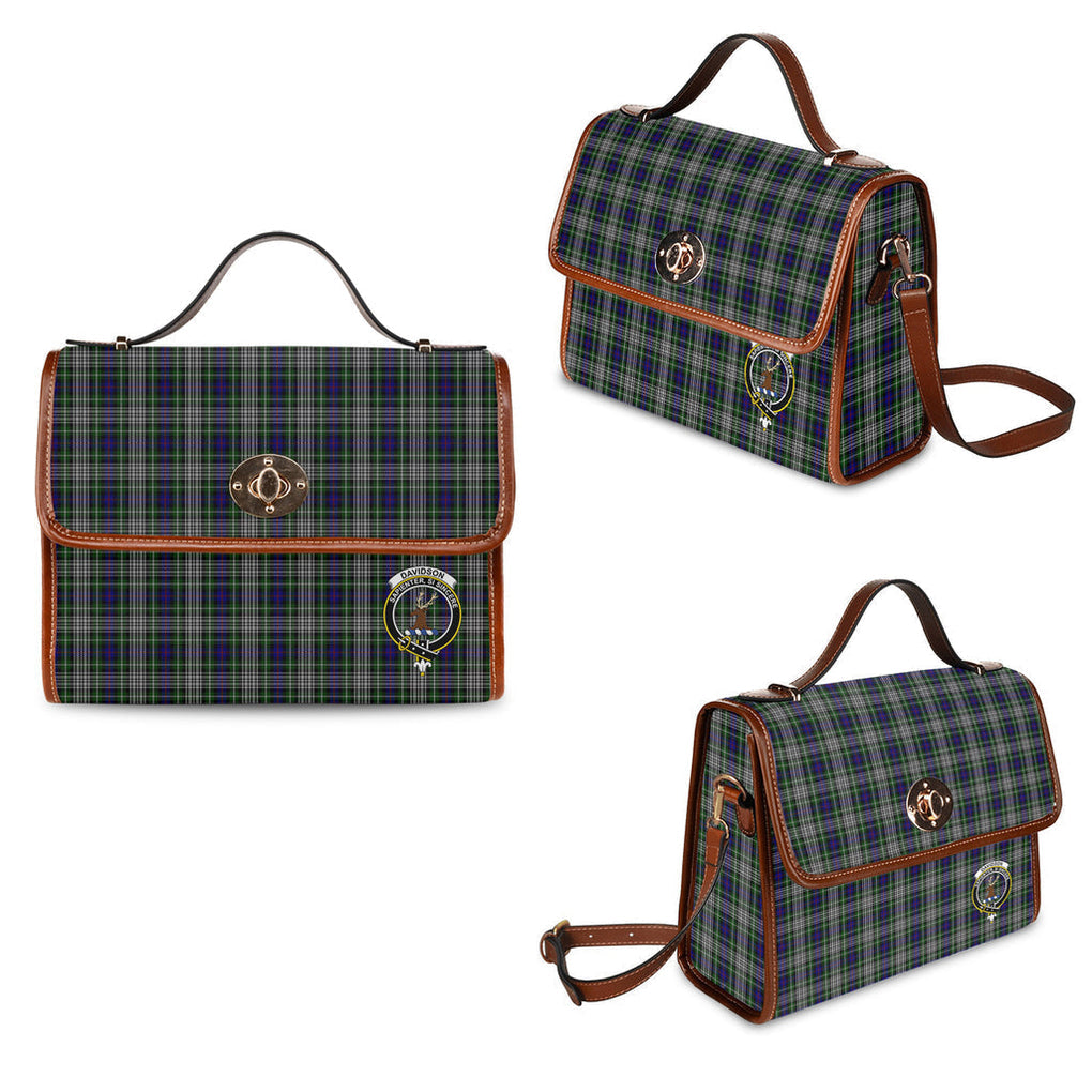 davidson-of-tulloch-dress-tartan-leather-strap-waterproof-canvas-bag-with-family-crest